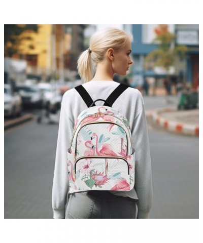 Pink Flamingo Palm Leaves Quilted Backpack for Women Purse Shoulder Bag Travel Bags for Daily Work Nurse S Small $17.97 Backp...