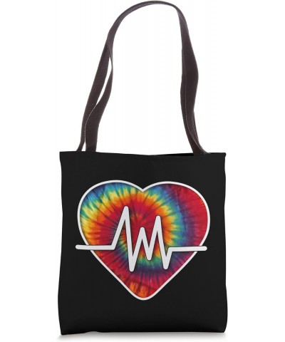 Nurses Tie-Dye Pulse Heart Tote Bag $15.22 Totes