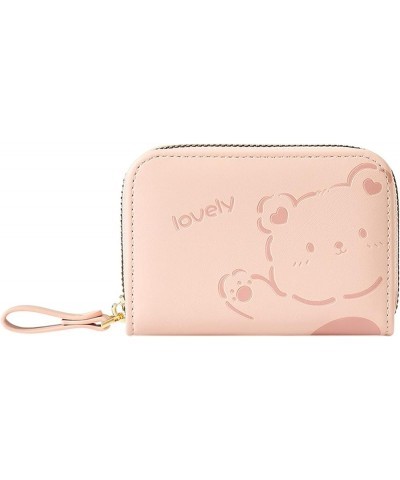 Simple Wallets for Men Ladies Zipper Mini Multi Card Organ Card Holder Ladies Cartoon PU Bear Purse (Yellow, One Size) Pink O...