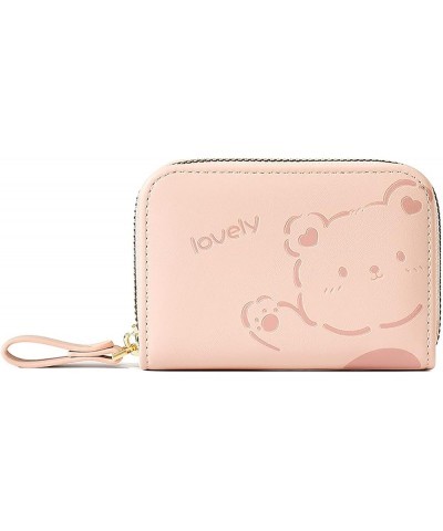 Simple Wallets for Men Ladies Zipper Mini Multi Card Organ Card Holder Ladies Cartoon PU Bear Purse (Yellow, One Size) Pink O...