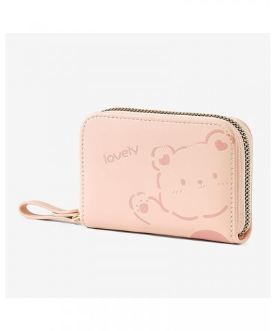 Simple Wallets for Men Ladies Zipper Mini Multi Card Organ Card Holder Ladies Cartoon PU Bear Purse (Yellow, One Size) Pink O...