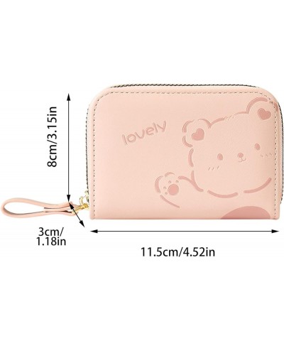 Simple Wallets for Men Ladies Zipper Mini Multi Card Organ Card Holder Ladies Cartoon PU Bear Purse (Yellow, One Size) Pink O...