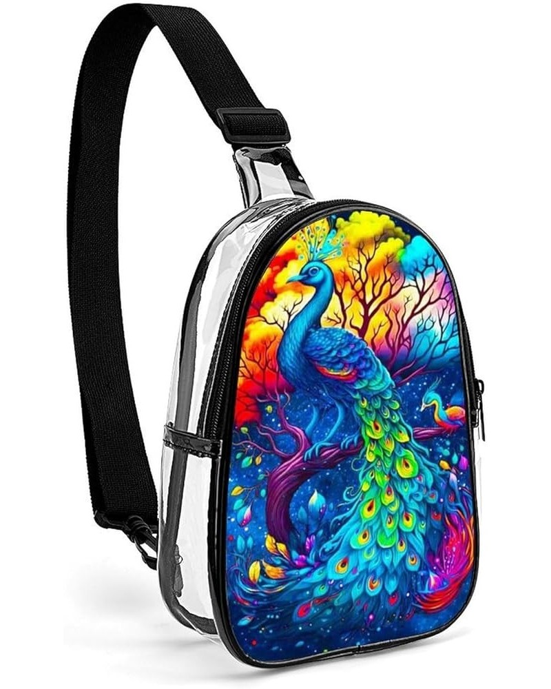 Men Women Transparent Sling Shoulder Backpack Packable Handy Chest Day Bag - Sugar Skull Dead Butterfly Flowers Art Anti-Thef...