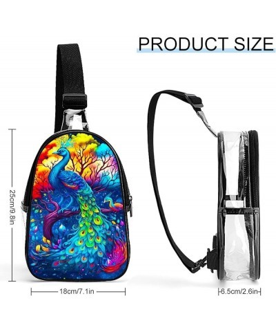 Men Women Transparent Sling Shoulder Backpack Packable Handy Chest Day Bag - Sugar Skull Dead Butterfly Flowers Art Anti-Thef...