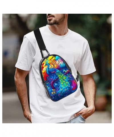 Men Women Transparent Sling Shoulder Backpack Packable Handy Chest Day Bag - Sugar Skull Dead Butterfly Flowers Art Anti-Thef...