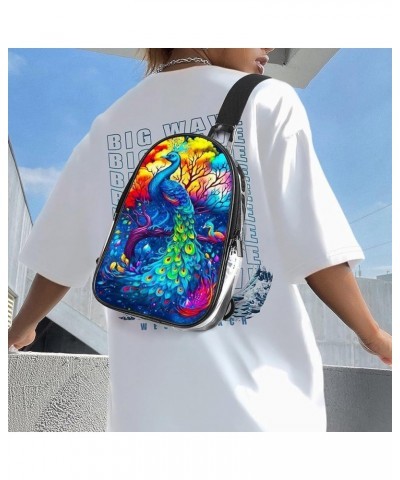 Men Women Transparent Sling Shoulder Backpack Packable Handy Chest Day Bag - Sugar Skull Dead Butterfly Flowers Art Anti-Thef...