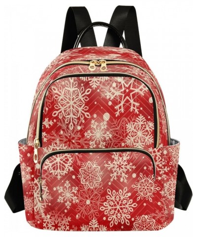 Gold Snowflake Xmas Christmas Women Backpack Purse Ladies Fashion Shoulder Bag Daypack Travel Bag 7.5L Small $15.50 Backpacks