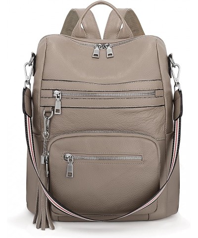 Genuine Leather Backpack Purse for Women Fashion Daypack with Multiple Pockets 1- Khaki $30.55 Backpacks