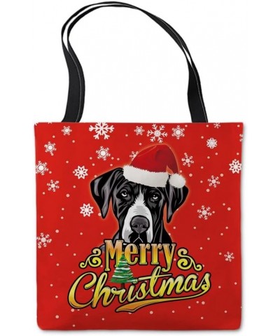 Merry Christmas Canvas Tote Bag Finnish Lapphund Dog Tote Handbag Gift for Dog Lovers Red Great Dane $10.39 Totes