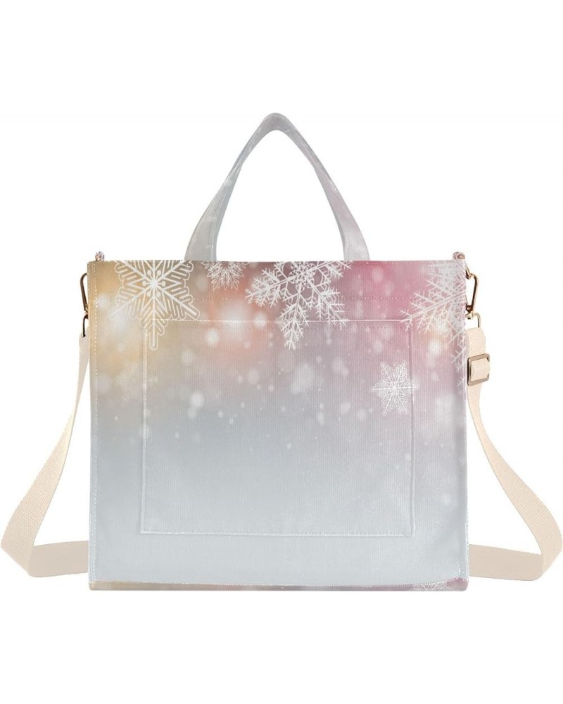 Christmas Snowflakes Winter Women's Tote Handbags Top Handle Satchel Shoulder Bag Crossbody Bag for Office Travel S $15.89 Totes