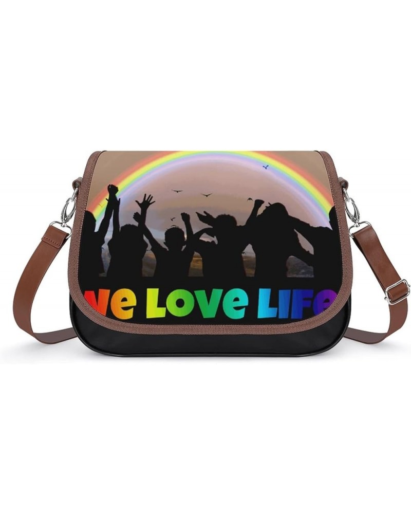 Printed Shoulder Crossbody Bag Leather Hobo Bags Medium Ladies Top Handles Satchels Unicorn Rainbow Heart Color7 $25.91 Hobo ...