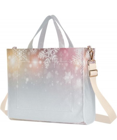 Christmas Snowflakes Winter Women's Tote Handbags Top Handle Satchel Shoulder Bag Crossbody Bag for Office Travel S $15.89 Totes