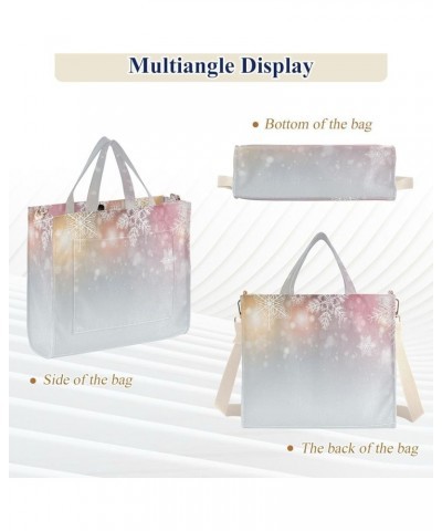 Christmas Snowflakes Winter Women's Tote Handbags Top Handle Satchel Shoulder Bag Crossbody Bag for Office Travel S $15.89 Totes