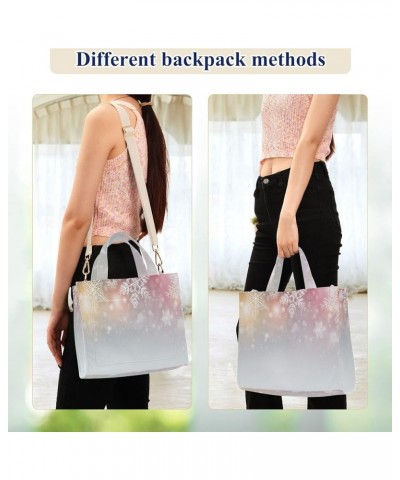 Christmas Snowflakes Winter Women's Tote Handbags Top Handle Satchel Shoulder Bag Crossbody Bag for Office Travel S $15.89 Totes