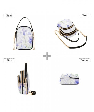 Light Purple Flower Pattern Women's Crossbody Handbags with Zipper, Casual Leather Cell Phone Purse Crossbody Bags for Ladies...