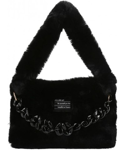 Fluffy Shoulder Bag Women Trendy Faux Fur Tote Bag Cute Hobo Handbag Purse Large Small Sling Bag Black-large $23.56 Totes