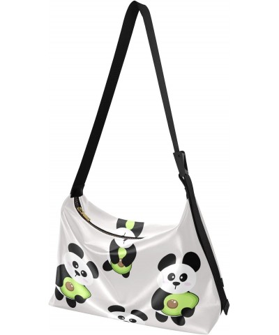 Cute Cartoon Panda Hobo Shoulder Bag for Women Men PU Leather Crossbody Bag Slouchy Tote Handbags for Work Travel $16.50 Totes