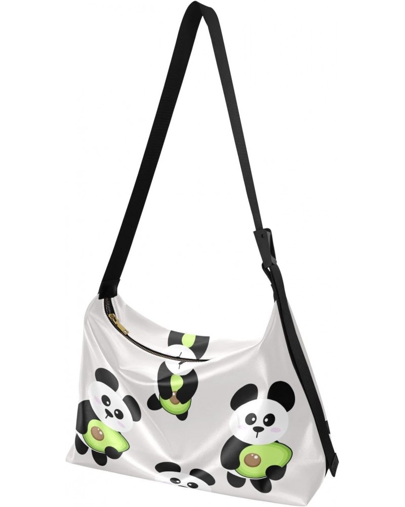 Cute Cartoon Panda Hobo Shoulder Bag for Women Men PU Leather Crossbody Bag Slouchy Tote Handbags for Work Travel $16.50 Totes