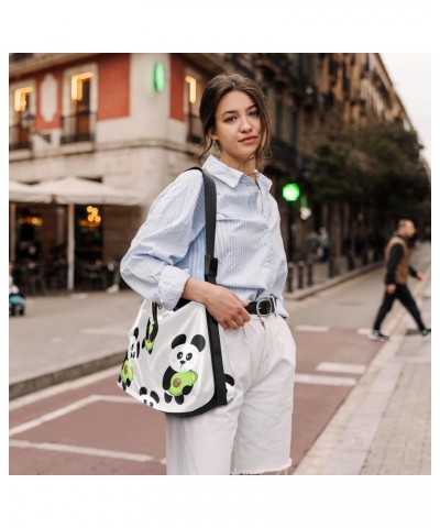 Cute Cartoon Panda Hobo Shoulder Bag for Women Men PU Leather Crossbody Bag Slouchy Tote Handbags for Work Travel $16.50 Totes