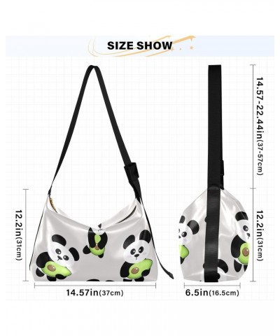 Cute Cartoon Panda Hobo Shoulder Bag for Women Men PU Leather Crossbody Bag Slouchy Tote Handbags for Work Travel $16.50 Totes