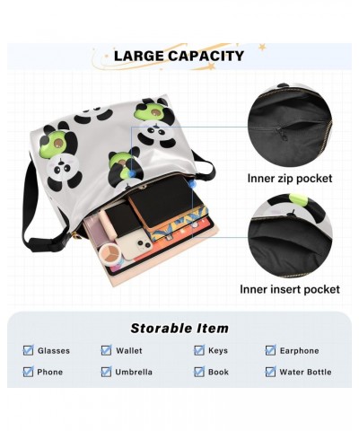 Cute Cartoon Panda Hobo Shoulder Bag for Women Men PU Leather Crossbody Bag Slouchy Tote Handbags for Work Travel $16.50 Totes