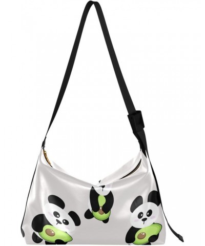 Cute Cartoon Panda Hobo Shoulder Bag for Women Men PU Leather Crossbody Bag Slouchy Tote Handbags for Work Travel $16.50 Totes