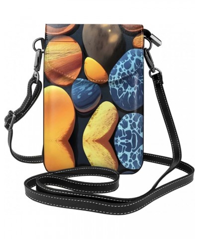 Yellow Pebbles Exquisite Design Printed Leather Crossbody Phone Bag - Portable Fashion Practical Phone Protection $14.82 Cros...