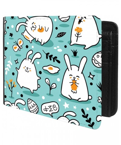 Unique Desige Pattern - Cute Easter egg and bunny pattern, Slim Front Pocket Wallet Billfold RFID Blocking $12.50 Wallets