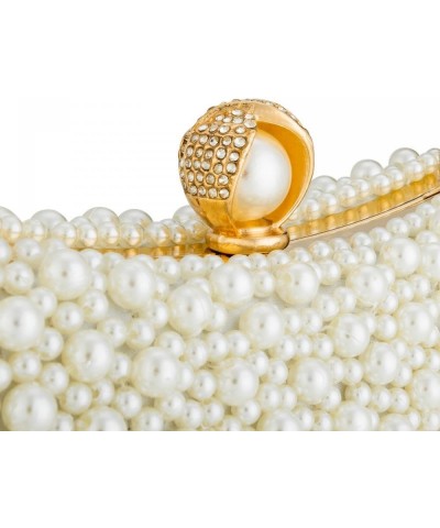 Pearl Clutch Purse for Women Baded Evening Wedding Clutch with Chain Pearl Beige $16.40 Evening Bags