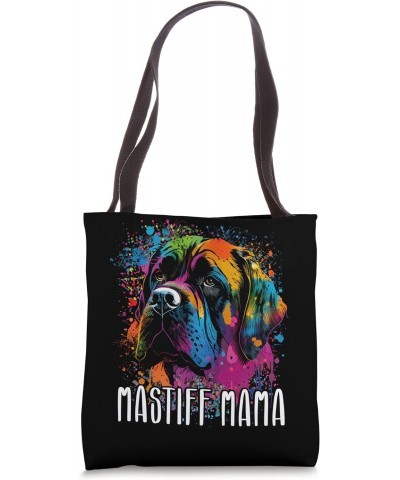 Colorful Splash Art English Mastiff Mama Portrait Puppy Tote Bag $15.07 Totes