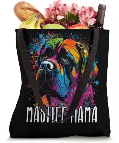 Colorful Splash Art English Mastiff Mama Portrait Puppy Tote Bag $15.07 Totes