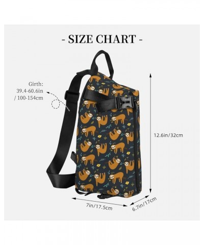 Pineapple Leaves Sling Bags For Men And Women, Chest Bag Crossbody Sling Daypack For Hiking Bike Travel Sloth Handing on the ...