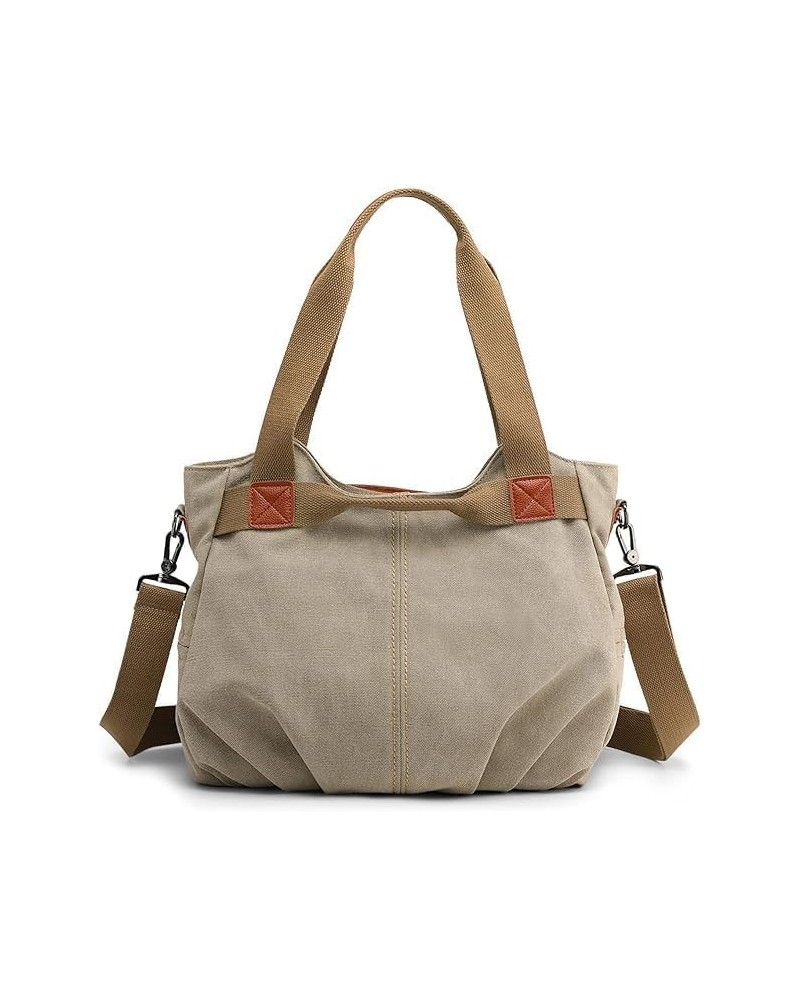 Canvas Handbags for Women,Shoulder Bags Vintage Messenger Crossbody Satchel Hobo Bag for School Travel Work Daily Use Khaki $...