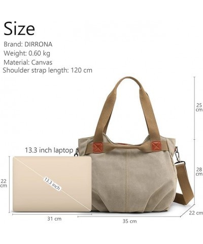 Canvas Handbags for Women,Shoulder Bags Vintage Messenger Crossbody Satchel Hobo Bag for School Travel Work Daily Use Khaki $...