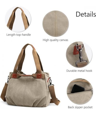 Canvas Handbags for Women,Shoulder Bags Vintage Messenger Crossbody Satchel Hobo Bag for School Travel Work Daily Use Khaki $...