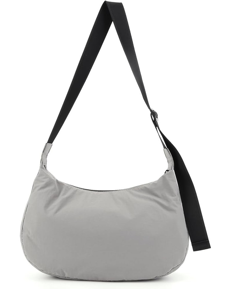 Medium Nylon Crescent Bag Crossbody Bag for Women Men Large Hobo Shoulder Bag 2-in-1 with Adjustable Strap Grey M $14.55 Hobo...