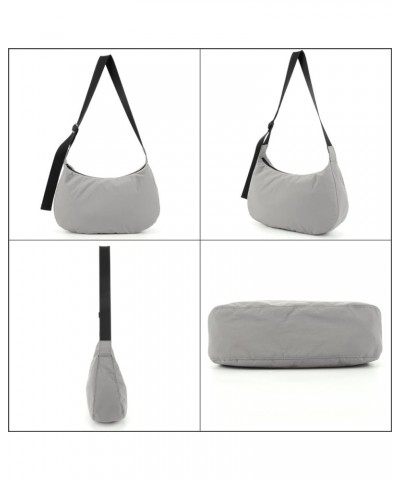 Medium Nylon Crescent Bag Crossbody Bag for Women Men Large Hobo Shoulder Bag 2-in-1 with Adjustable Strap Grey M $14.55 Hobo...