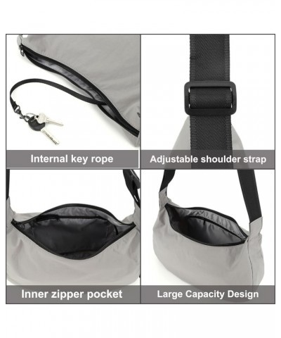 Medium Nylon Crescent Bag Crossbody Bag for Women Men Large Hobo Shoulder Bag 2-in-1 with Adjustable Strap Grey M $14.55 Hobo...