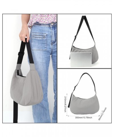 Medium Nylon Crescent Bag Crossbody Bag for Women Men Large Hobo Shoulder Bag 2-in-1 with Adjustable Strap Grey M $14.55 Hobo...