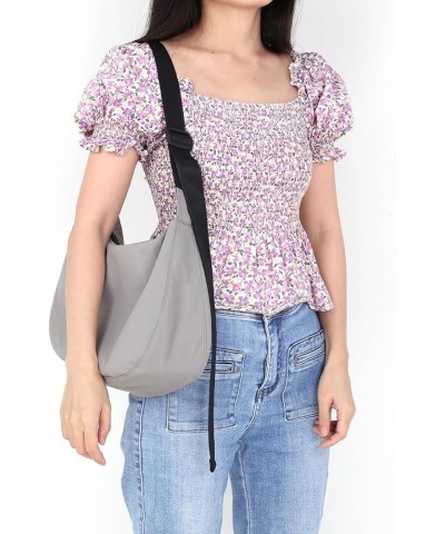 Medium Nylon Crescent Bag Crossbody Bag for Women Men Large Hobo Shoulder Bag 2-in-1 with Adjustable Strap Grey M $14.55 Hobo...