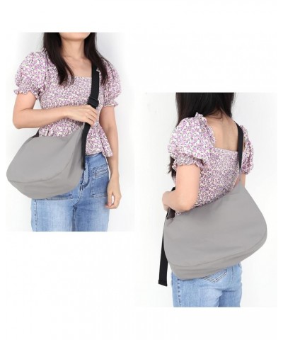 Medium Nylon Crescent Bag Crossbody Bag for Women Men Large Hobo Shoulder Bag 2-in-1 with Adjustable Strap Grey M $14.55 Hobo...