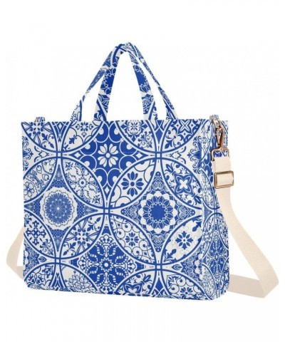 Blue Talavera Corduroy Tote Bag for Women Hobo Crossbody Bag Purse Stylish Shoulder Handbag Messenger Bags, S $9.87 Totes