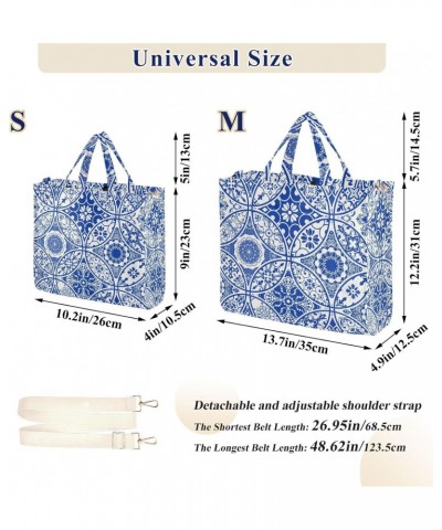 Blue Talavera Corduroy Tote Bag for Women Hobo Crossbody Bag Purse Stylish Shoulder Handbag Messenger Bags, S $9.87 Totes