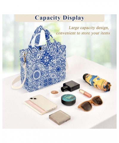 Blue Talavera Corduroy Tote Bag for Women Hobo Crossbody Bag Purse Stylish Shoulder Handbag Messenger Bags, S $9.87 Totes