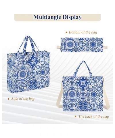 Blue Talavera Corduroy Tote Bag for Women Hobo Crossbody Bag Purse Stylish Shoulder Handbag Messenger Bags, S $9.87 Totes