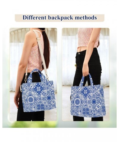 Blue Talavera Corduroy Tote Bag for Women Hobo Crossbody Bag Purse Stylish Shoulder Handbag Messenger Bags, S $9.87 Totes