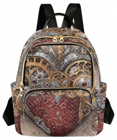 Women's Medium Fashion Backpack Steampunk Heart Print Ladies Travel Daypack Aesthetic Shoulder Bag 10.2×5.1×12.5 IN $18.71 Ba...