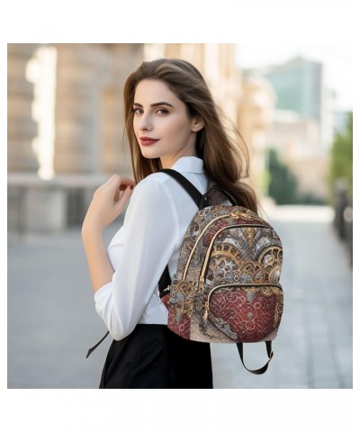 Women's Medium Fashion Backpack Steampunk Heart Print Ladies Travel Daypack Aesthetic Shoulder Bag 10.2×5.1×12.5 IN $18.71 Ba...