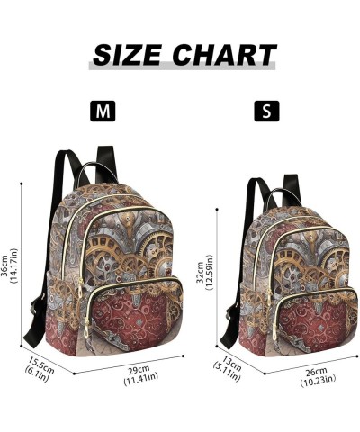 Women's Medium Fashion Backpack Steampunk Heart Print Ladies Travel Daypack Aesthetic Shoulder Bag 10.2×5.1×12.5 IN $18.71 Ba...