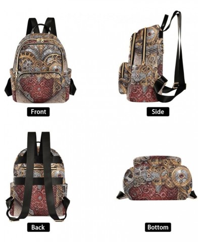 Women's Medium Fashion Backpack Steampunk Heart Print Ladies Travel Daypack Aesthetic Shoulder Bag 10.2×5.1×12.5 IN $18.71 Ba...